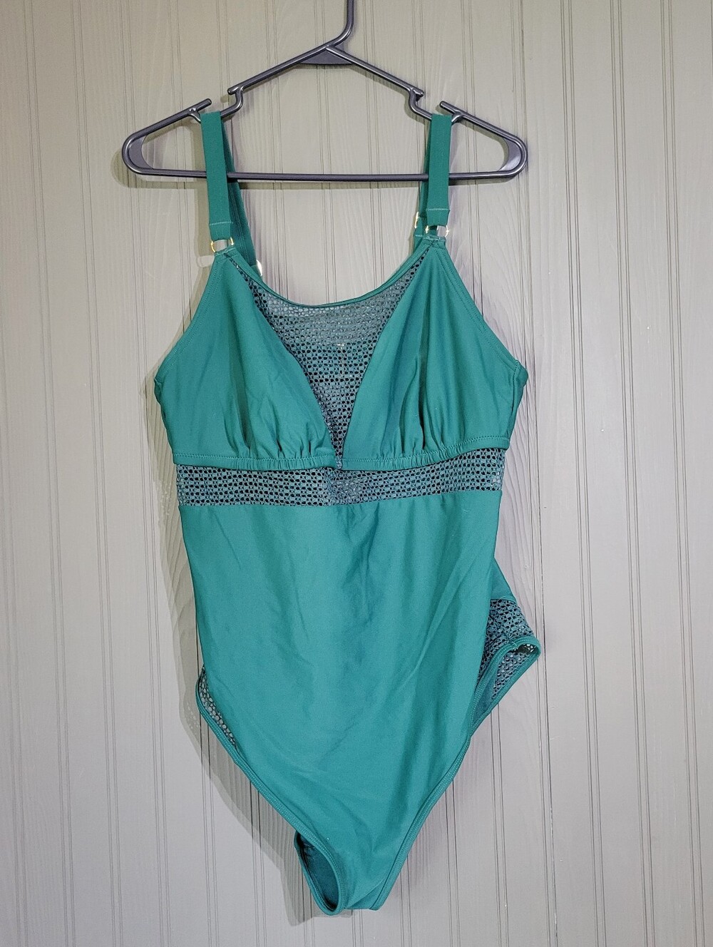 Adore Me Cloralin One-Piece Swimsuit Mesh Detail Green Women's 1X